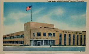 Postcard The World Herald Building Omaha Nebraska- c 1950- Curteich-Unposted - Picture 1 of 6
