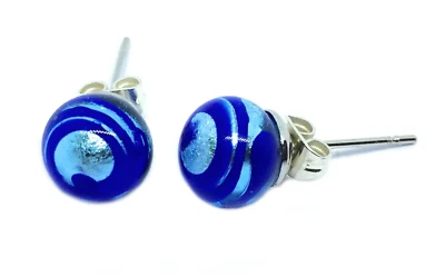 Pendientes de cristal, pendientes de cristal de Murano, pendientes de cristal hechos a mano, 8 mm (MGE12) Foto 1 de 4