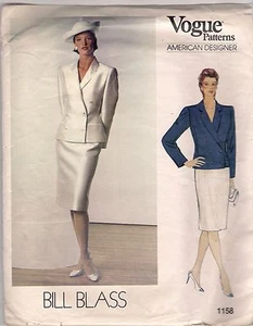 Vogue Sewing Pattern 1158 Bill Blass Vintage Jacket and Skirt, Size 12, Uncut FF - Picture 1 of 2