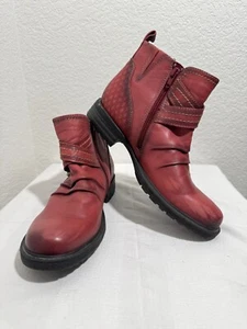 Earth Women's Laurel Bordeaux Ankle Short Boots Leather Sz 8.5 Strappy Red/Pink - Picture 1 of 12