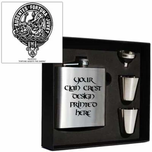 Art Pewter MacKinnon Clan Crest 6oz Hip Flask Box Set (S) HF6 S-C66 Scottish - Picture 1 of 2