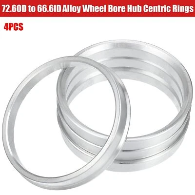 4pcs 72.6OD to 66.6ID Aluminum Alloy Wheel Bore Center Spacer Hub Centric Rings - Image 1 of 4