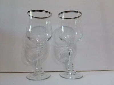 2 件水晶银带酒杯 - 2 件套 - A4 — 第 1/3 张图片