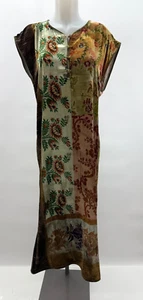 ROCHAS Italien Antik inspiriert Blumen Samt Kaftan Überwurf Morgenmantel Kleid Gr. - Bild 1 von 6