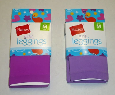 Leggings Hanes meninas 2 prs crianças crianças sem pés apertadas náilon roxo P M G - Imagem 1 de 2