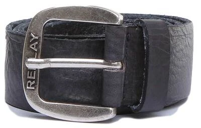 Replay Mens Wash Faded Thick Leather Belt In Black - image 1 of 3