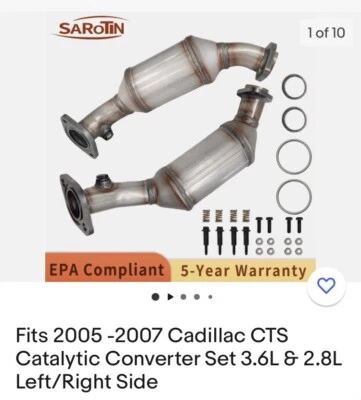 2005 - 2007 cadillac cts catalytic converter Set 3.6L & 2.8L  Left/ Right Side - Imagem 1 de 2