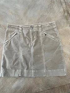 "Falda Athleta aterciopelada línea A marrón talla 8 bolsillos con cremallera cintura 34"" largo 17""" - Imagen 1 de 5