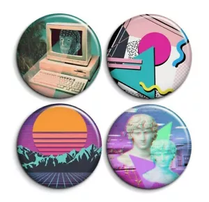 Vaporwave aesthetic 90s button pin badge magnet chapa imán 38mm 1.5 Inch 4 set - Imagen 1 de 3