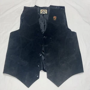 Phase 2 Men’s Black Leather Vest With Sequin Thanksgiving Turkey On Back Of Vest - Picture 1 of 10