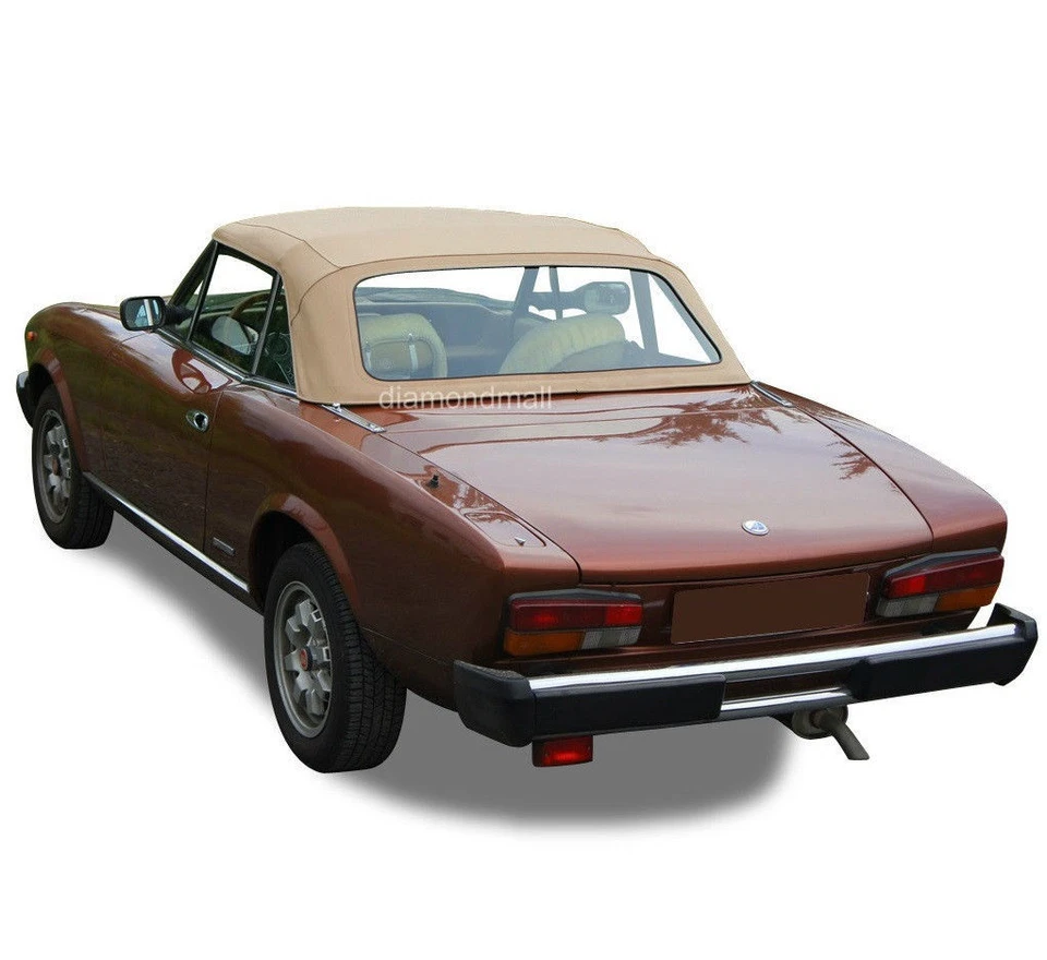 适用于菲亚特 124 Spider CS1 1600 1800 可调式柔软上衣 1966 - 1979 棕褐色乙烯基 — 第 1/2 张图片