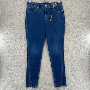 Express Jeans Damen 14L blau dunkle Waschung Denim Skinny Mid Rise weich modern neu mit Etikett - Bild 1 von 12
