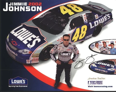 2002 Jimmie Johnson Lowe's Chevy Monte Carlo NASCAR postcard Cover