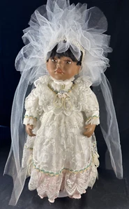 Vintage African American 22 inch Bride  Doll dressed in Wedding gown and veil - Picture 1 of 12
