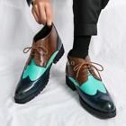 British Men Color Splice Lace Up Faux Leather Ankle Boots Casual Club Work Shoes