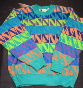Vintage RON Chereskin Pullover Herren XL Geometrisch Baumwolle Strick Made In USA - Bild 1 von 9