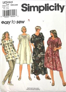 Simplicity Pattern 9548 Tunic Dress or Top Gathered Loose Fitting Sz 18-24 Uncut - Picture 1 of 3
