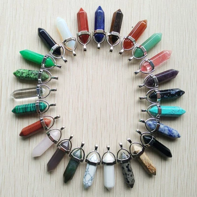 Натуральный камень смешанный кристалл столб подвески сделай сам ювелирных изделий делает 24шт оптом - Изображение 1 из 4