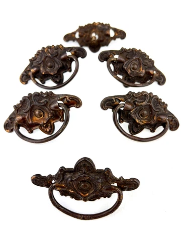 Antique Drop Bail Pulls Drawer Dresser Hardware Ornate Backplate Matching #H21 Cover