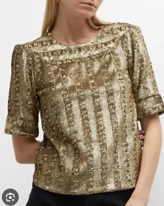 Blusa Zadig & Voltaire Toysse Top Lentejuelas Dorado Bronce $498, Talla M, ¡NUEVA CON ETIQUETAS! - Imagen 1 de 12
