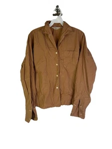 Vintage 50s Sanforized Button Front Shirt Brown Womens Small - Picture 1 of 6