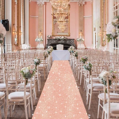 Alfombra FUHSY Pasillo Corredores para Bodas Lentejuelas Pasillo Corredor 2 ftx15 ft Carpa Oro Rosa Foto 1 de 4