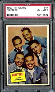 PSA 8 1957 TOPPS HIT STARS THE DRIFTERS #14 HOF 50s MUSIC NM-MT CENTERED - Picture 1 of 2
