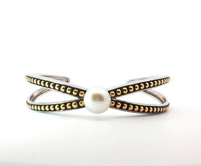 Brazalete Brazalete Plata Blanco FW Perla Cuentas Foto 1 de 4