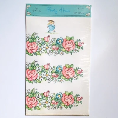 NOVO Vintage 1980 Hallmark Joan Walsh Anglund Chapéus de Festa de Aniversário Floral Infantil - Imagem 1 de 4