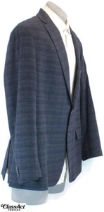 Michael Kors Blazer Mens Blue Glen Plaid 2 Button Sport Coat Jacket Stretch 50R - Picture 1 of 10