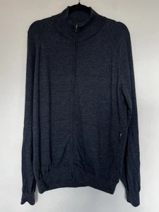 Mens Rohan Merino Wool Fusion Zip Knitted Jacket Cardigan Navy Blue Large - Picture 1 of 7