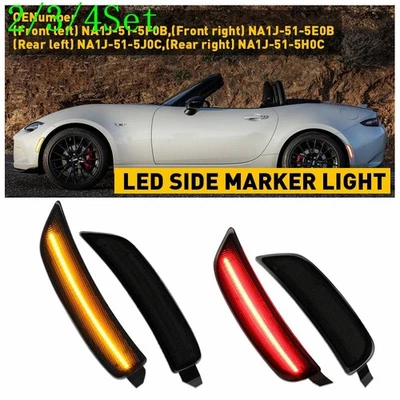 2/3Set For 16-22 Mazda Miata MX-5 LED Bumper Marker Side Light Smoked Red+Yellow - Imagem 1 de 4
