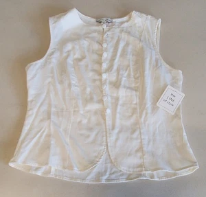 Women's Line Of Style Button Up Ivory Vest Linen Blend NWT Size L Lightweight  - Picture 1 of 15
