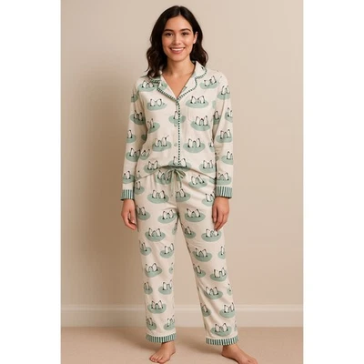 Conjunto de pijama para mujer Munki Munki Penguin talla M vacaciones invierno polar nuevo con etiquetas acogedor NUEVO Foto 1 de 4