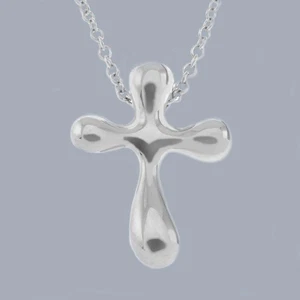 Tiffany & Co Elsa Peretti Platinum Cross Necklace Rare Large 16mm PT950 – 15.5" - Picture 1 of 6