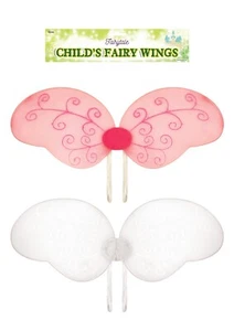 Fairy Glitter Wings - Girls Party Bag Fillers - Butterfly Wings Set Pink / White - Picture 1 of 2