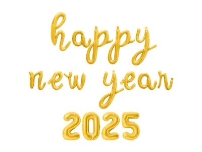 FELIZ AÑO NUEVO 2025 Banner Globo Letra Cursiva - Decoraciones Fiesta Año Nuevo Foto 1 de 4