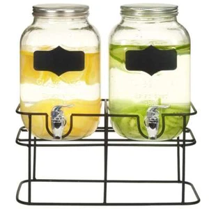 2x Distributori di Bevande con Supporto Vetro Brocche Caraffe Dispenser vidaXL - Foto 1 di 6