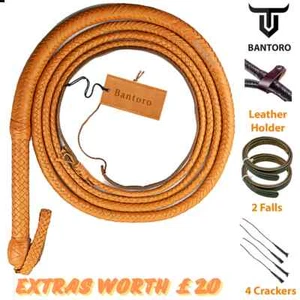 Canguro Marrón Cuero Premium Bullwhip Indiana Jones 16 Trenzas Fuertes Grietas - Imagen 1 de 11