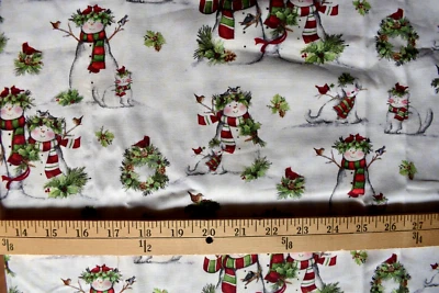 CARDINAL FRIENDS SCENIC CHRISTMAS  WINGET PRINT 100% COTTON FABRIC  28X43 INCHES - Image 1 of 2