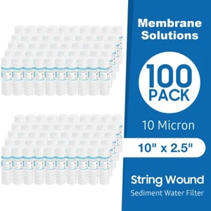 25/50/100 Pack 10 Micron 10"x2.5" String Wound Whole House Sediment Water Filter - Picture 1 of 15