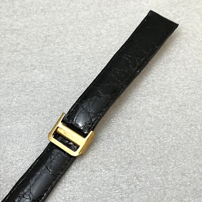 DeBeer PARIS Watch Strap 18mm Black Shiny Genuine Crocodile With Folding Clasp - Image 1 of 4