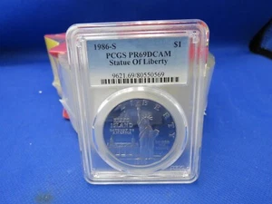 1986-S $1 PCGC, PR69 DCAM Statue of liberty coin BEAUTIFUL COIN USA - Picture 1 of 2