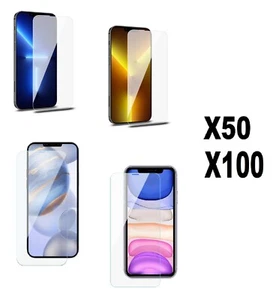 Lot of 100 50 Tempered GLASS Screen for iPhone 7/8/XR/11/12 Pro/13/14/14 Pro Max - Picture 1 of 1