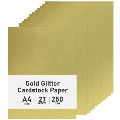 27 Sheets Gold Glitter Cardstock Paper, 8.5 x 11 Shimmer Cardstock Heavyweigh... - Image 1 of 4