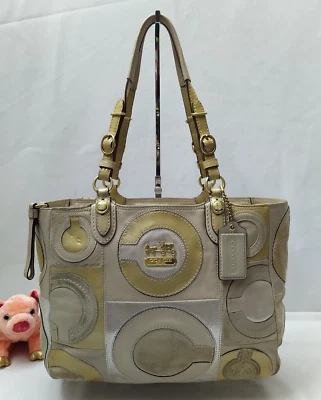 Coach Madison Mia Inlaid Multicolor Leather Suede Double Handle Satchel Tote Bag - Image 1 of 4