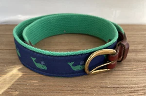 Leather Man Ltd 30 Whale Ribbon Belt Brass Buckle Leather Handcrafted USA - Picture 1 of 3