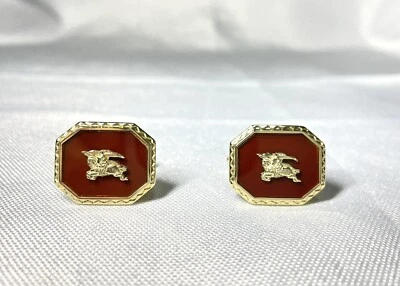 Подлинный [красивый] Burberry запонки лошадь ночь золото и темно-коричневый - Изображение 1 из 4