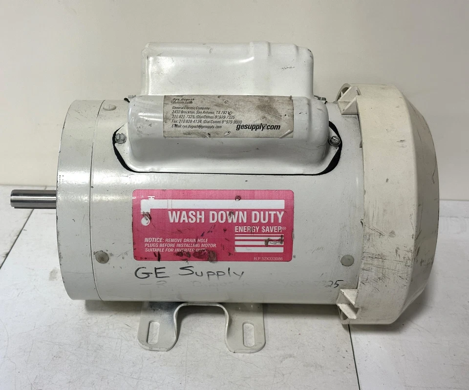 GE 5KC49UN0249A 115/230 V 1725 RPM 1 HP 1 PH 56C Frame TENV Washdown Duty Motor - Image 1 of 4