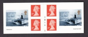 GB QE2 Barcode Booklet 6x1st SUBMARINES SGPM2 CYLINDER numbers - Picture 1 of 2